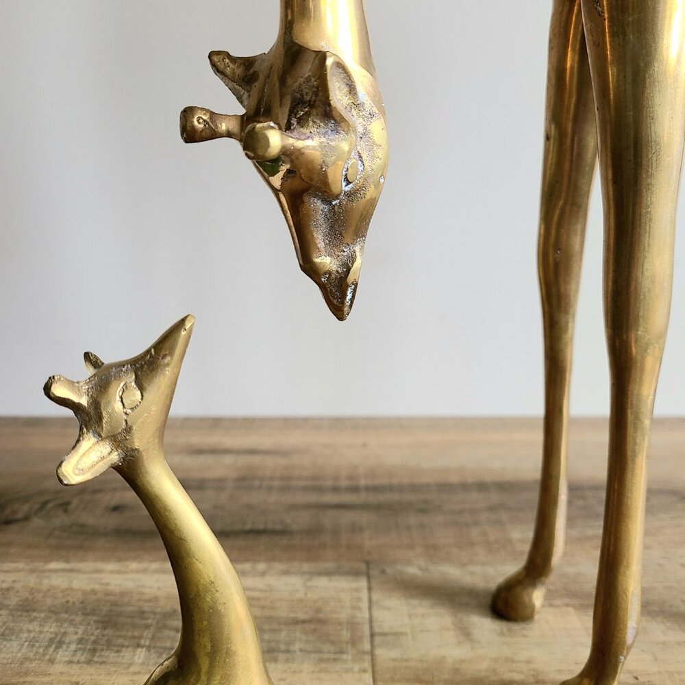 Vintage midcentury brass giraffes figurines. MC brass. 14 3/4'' tall. - Picture 2 of 7